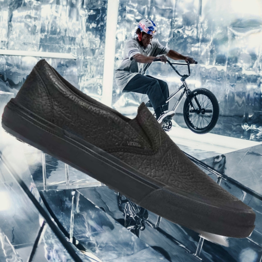 Vans Slip-on BMX x Courage Adams Black Elephant Embossed Leather PopCush Duracap